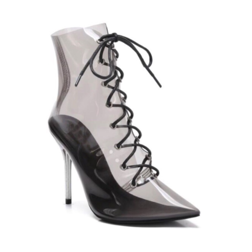 Black Clear Transparent Pointy Booties